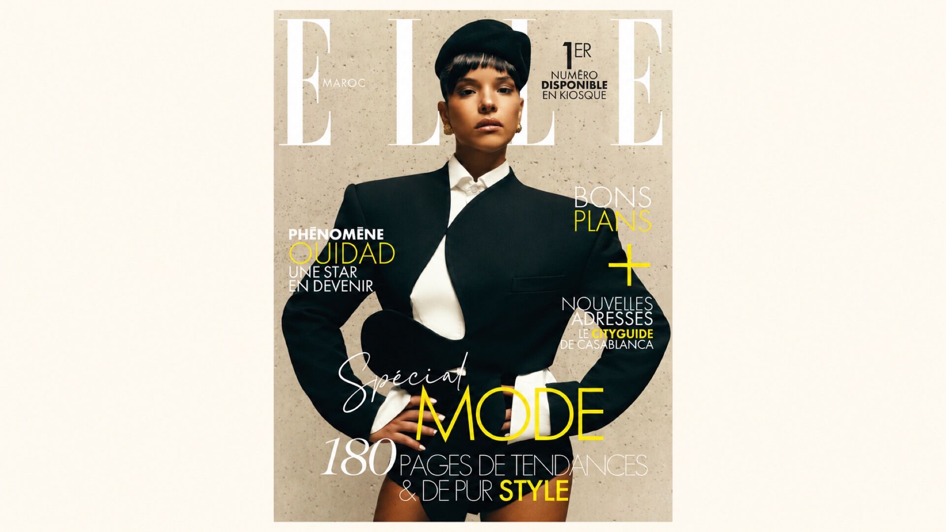 First ELLE Maroc cover with Ouidad on a light background